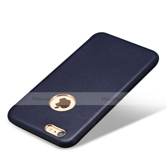 Soft Luxury Leather Snap On Case for Apple iPhone 6S Blue