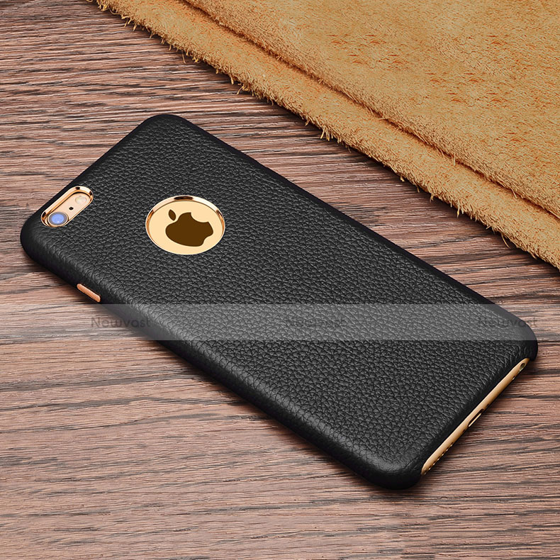 Soft Luxury Leather Snap On Case for Apple iPhone 6S Plus Black