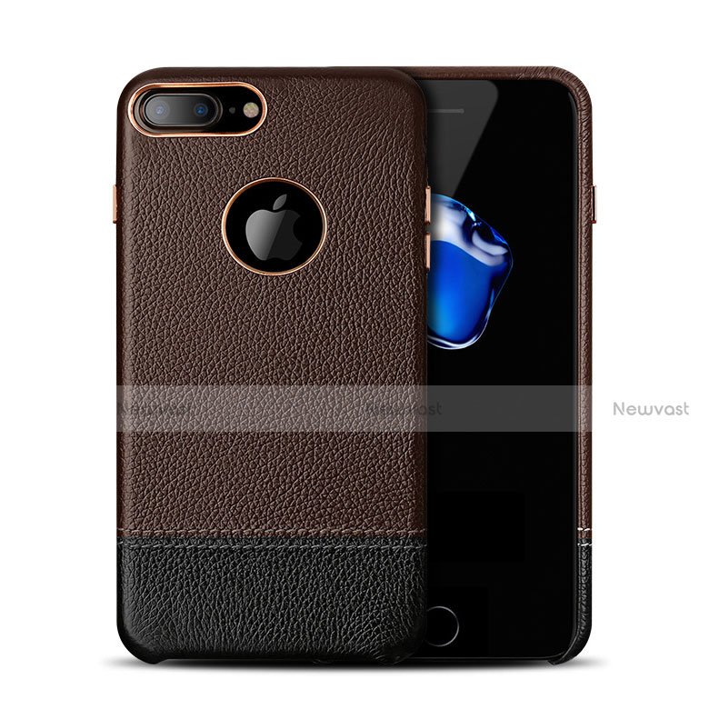 Soft Luxury Leather Snap On Case for Apple iPhone 7 Plus Brown