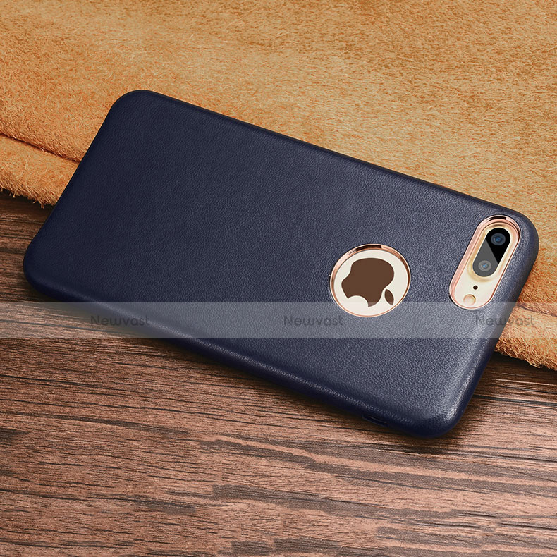 Soft Luxury Leather Snap On Case for Apple iPhone 8 Plus Blue