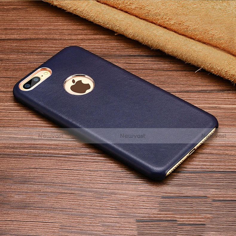 Soft Luxury Leather Snap On Case for Apple iPhone 8 Plus Blue