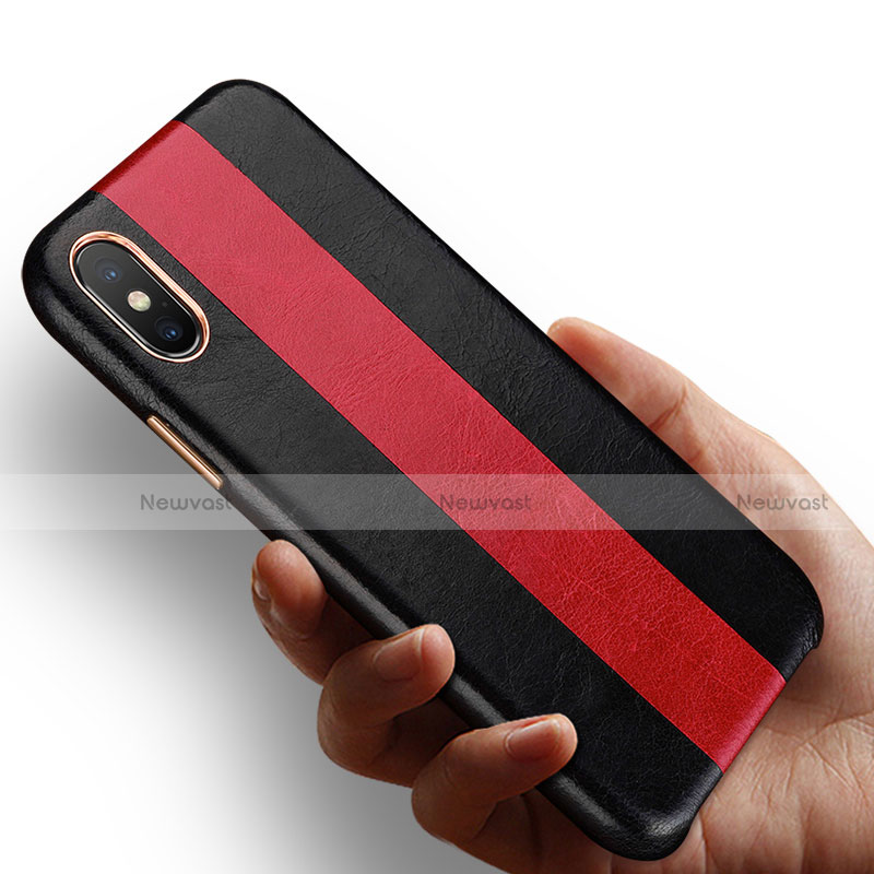 Soft Luxury Leather Snap On Case for Apple iPhone Xs Red