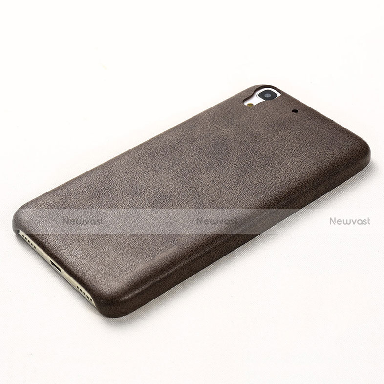 Soft Luxury Leather Snap On Case for Huawei Honor 4A Brown