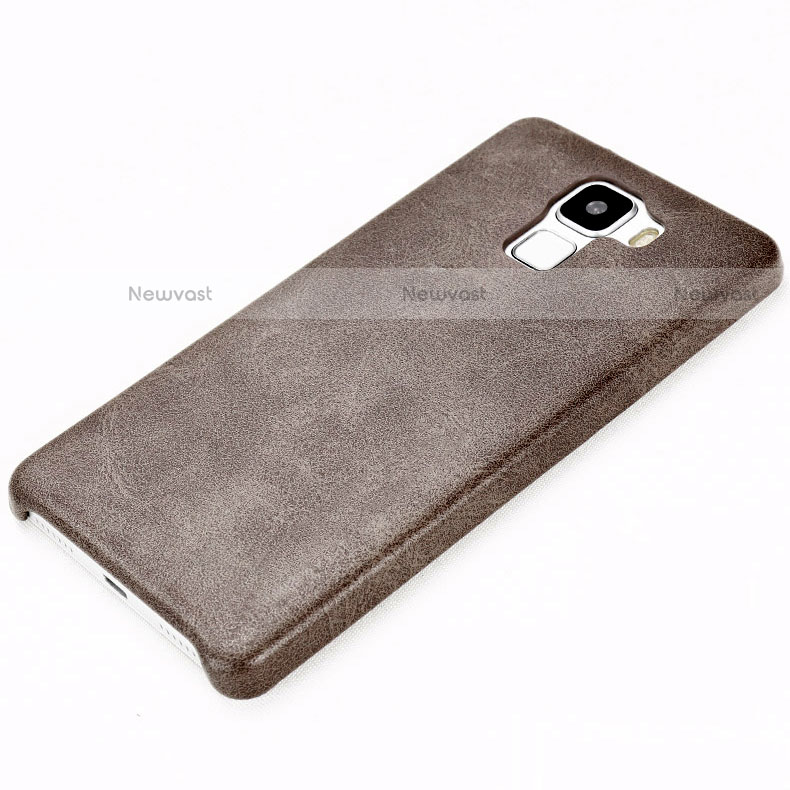 Soft Luxury Leather Snap On Case for Huawei Honor 7 Brown