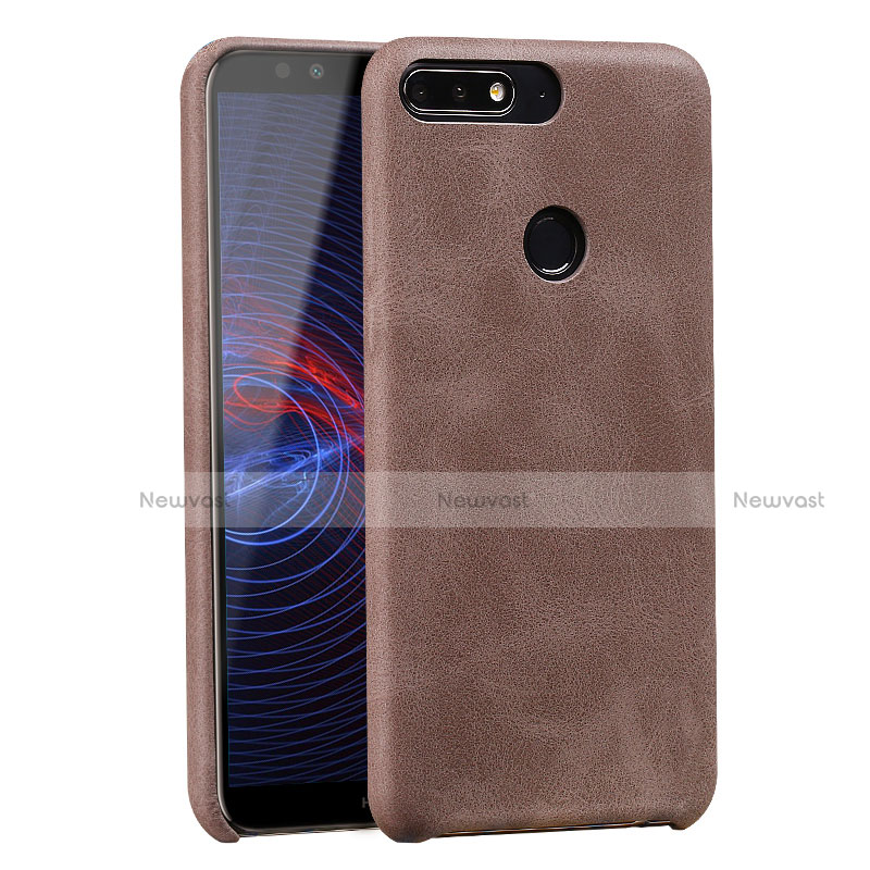 Soft Luxury Leather Snap On Case for Huawei Honor 7C Brown