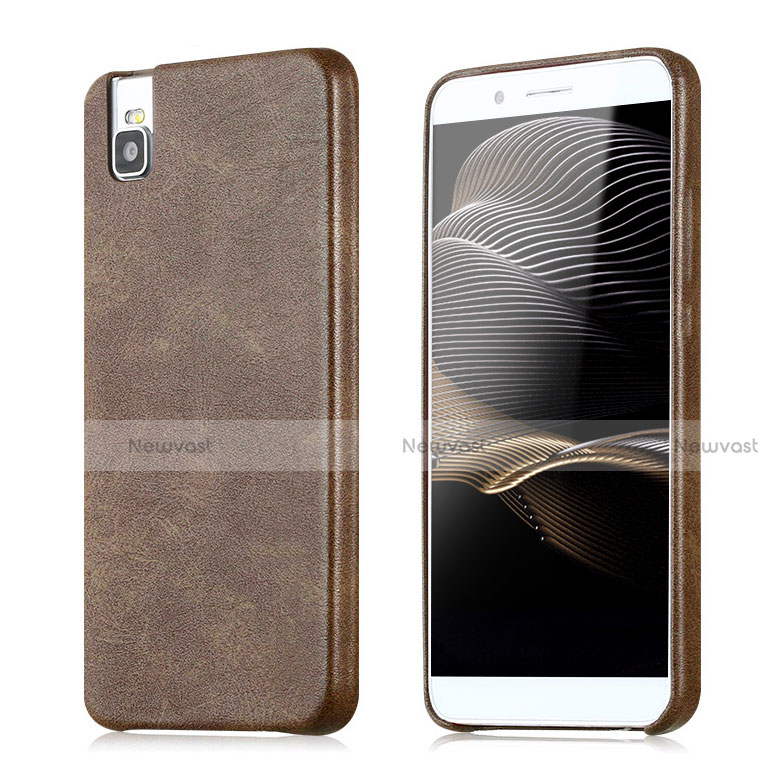 Soft Luxury Leather Snap On Case for Huawei Honor 7i shot X Brown