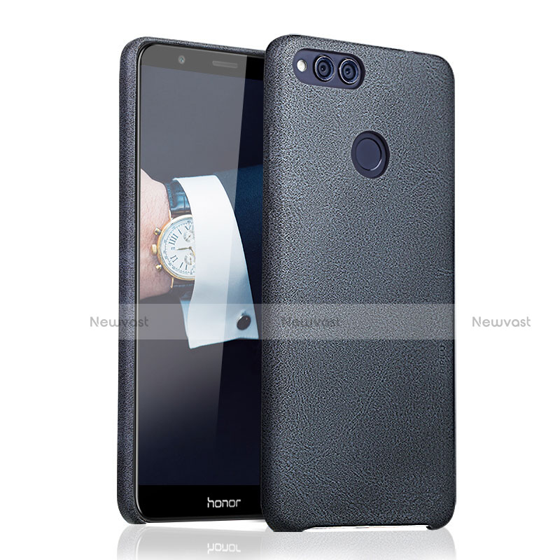 Soft Luxury Leather Snap On Case for Huawei Honor 7X Blue
