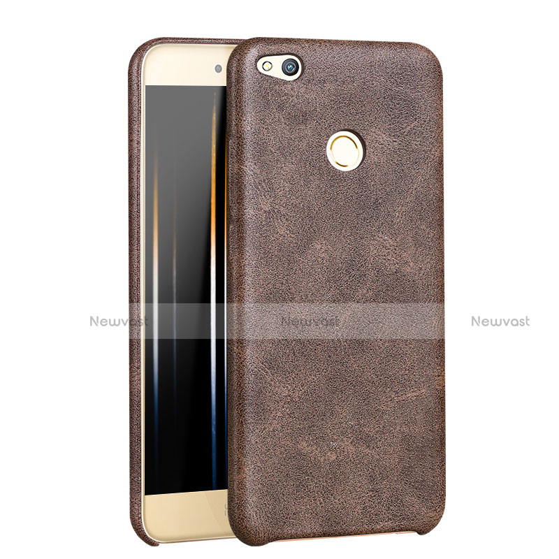 Soft Luxury Leather Snap On Case for Huawei Honor 8 Lite Brown