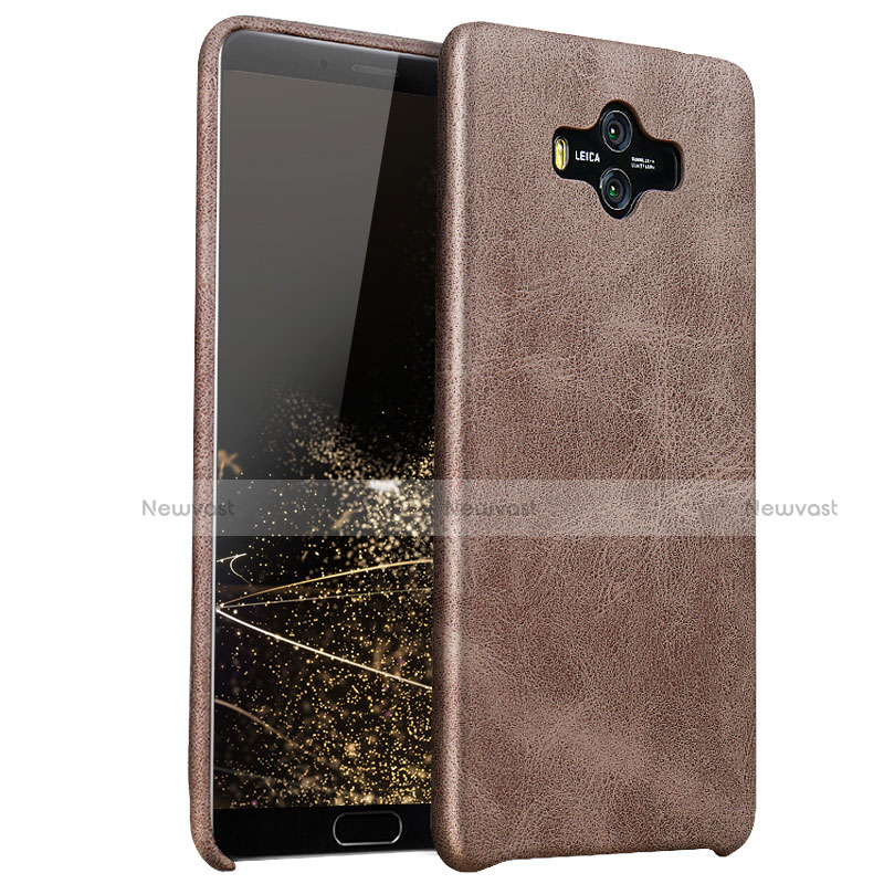 Soft Luxury Leather Snap On Case for Huawei Mate 10 Brown