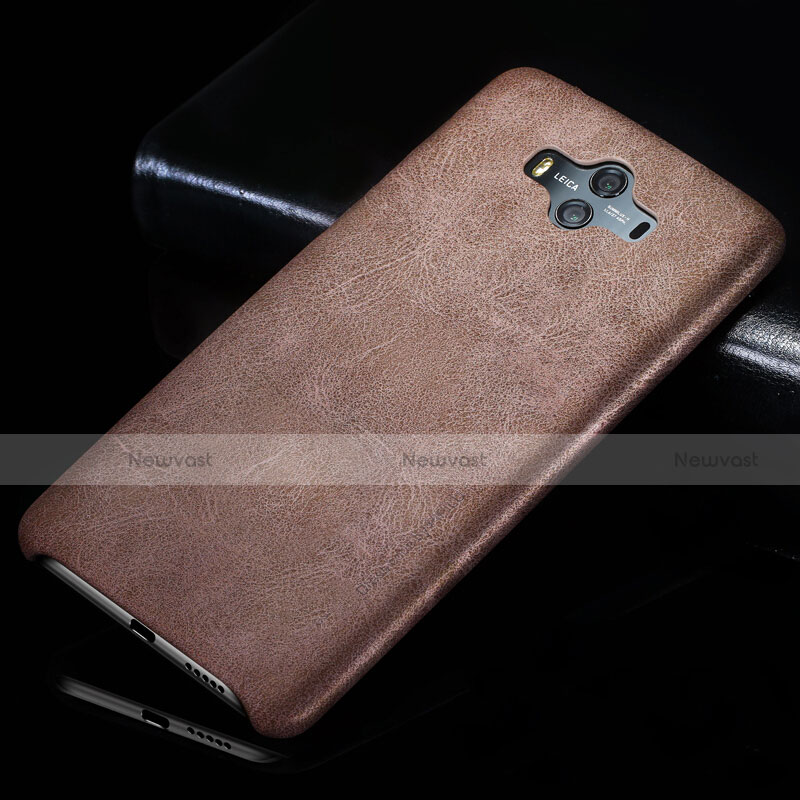 Soft Luxury Leather Snap On Case for Huawei Mate 10 Brown