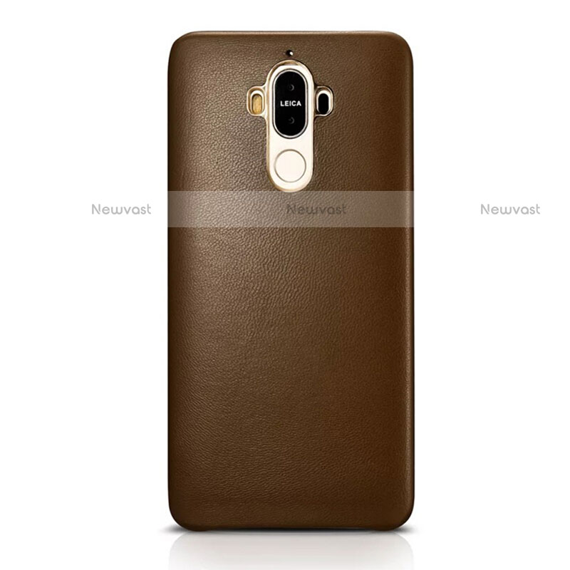 Soft Luxury Leather Snap On Case for Huawei Mate 9 Brown