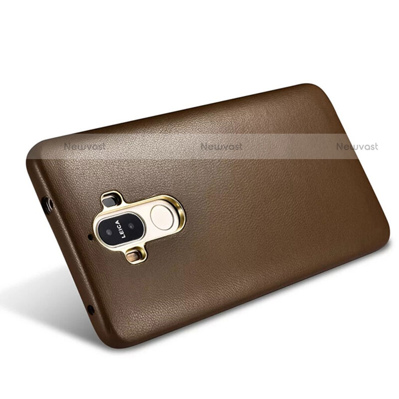 Soft Luxury Leather Snap On Case for Huawei Mate 9 Brown