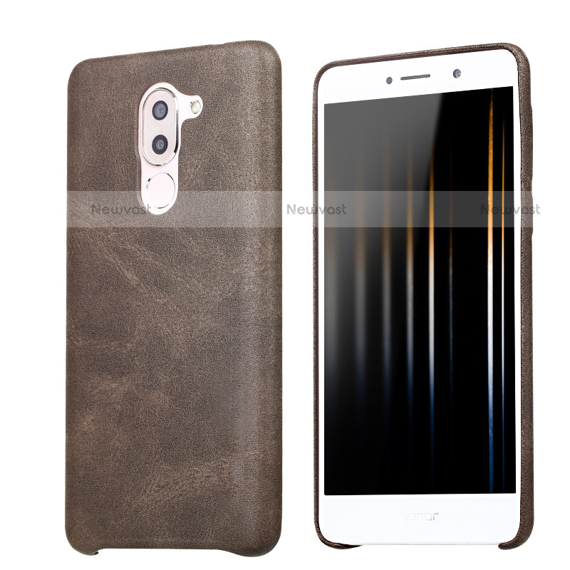 Soft Luxury Leather Snap On Case for Huawei Mate 9 Lite Brown