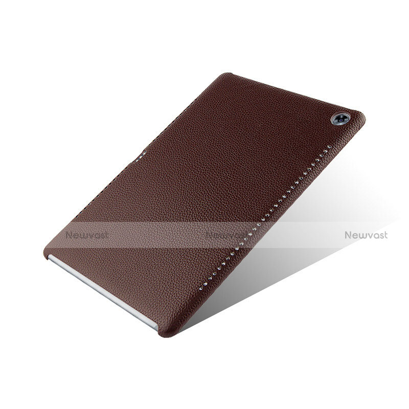 Soft Luxury Leather Snap On Case for Huawei MediaPad M5 Pro 10.8 Brown