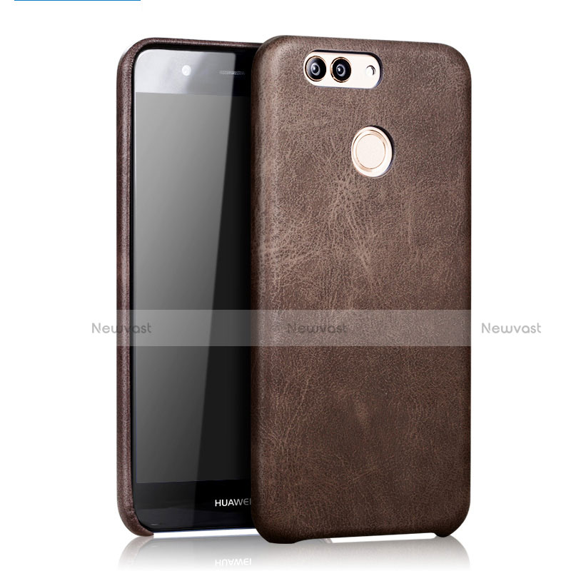 Soft Luxury Leather Snap On Case for Huawei Nova 2 Brown