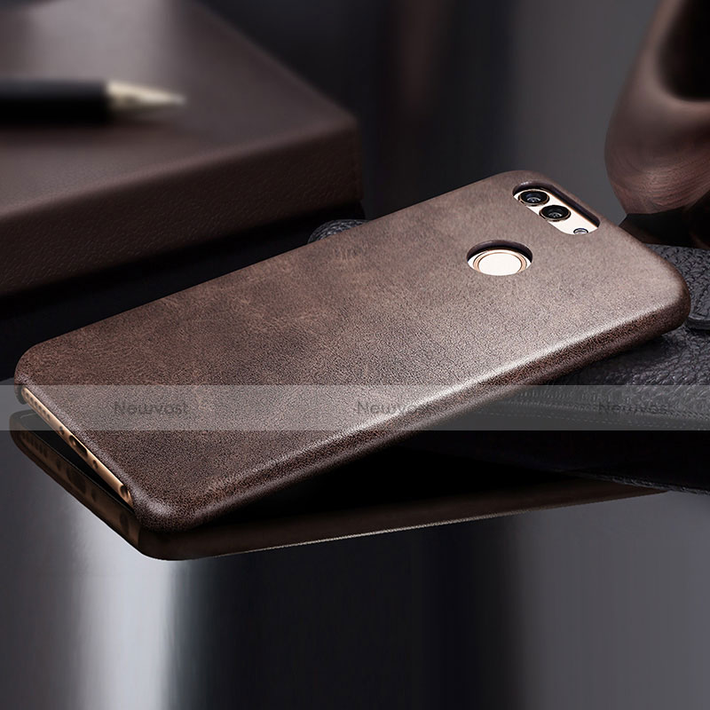 Soft Luxury Leather Snap On Case for Huawei Nova 2 Brown