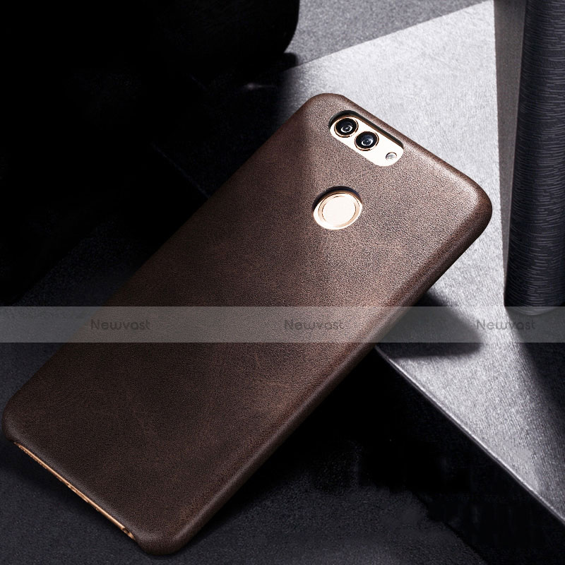 Soft Luxury Leather Snap On Case for Huawei Nova 2 Brown