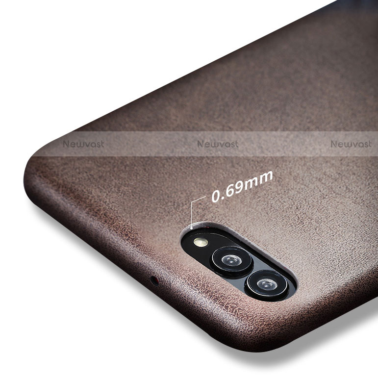 Soft Luxury Leather Snap On Case for Huawei Nova 2S Brown