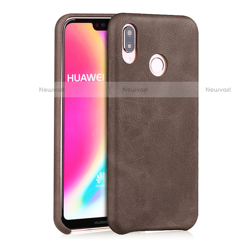 Soft Luxury Leather Snap On Case for Huawei Nova 3e Brown