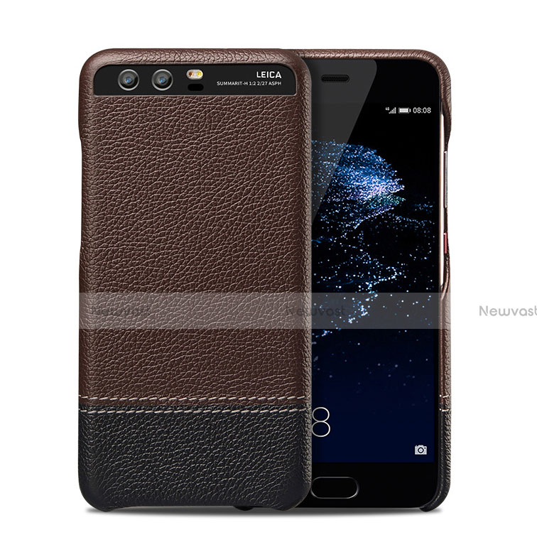 Soft Luxury Leather Snap On Case for Huawei P10 Brown