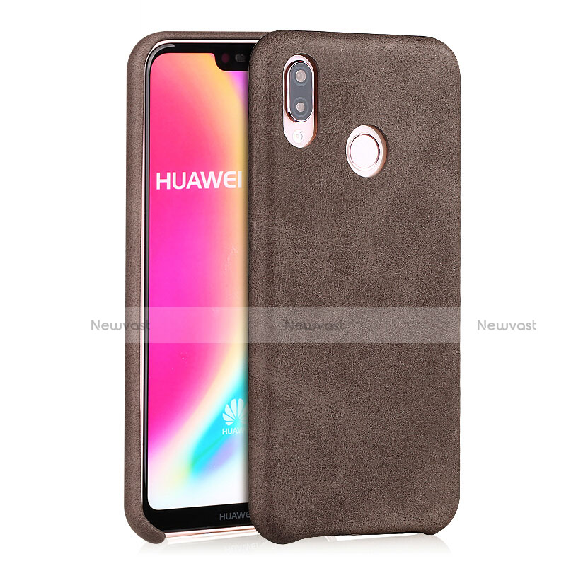 Soft Luxury Leather Snap On Case for Huawei P20 Lite Brown