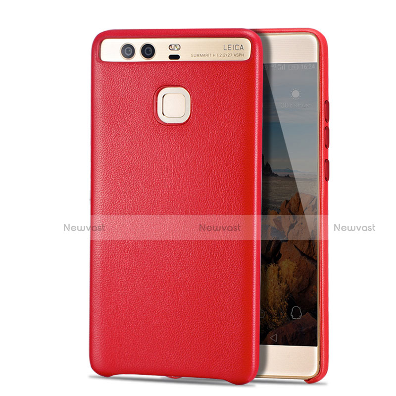 Soft Luxury Leather Snap On Case for Huawei P9 Plus Red