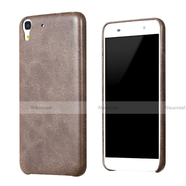 Soft Luxury Leather Snap On Case for Huawei Y6 Brown