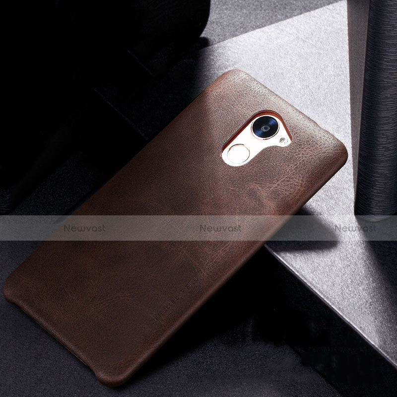 Soft Luxury Leather Snap On Case for Huawei Y7 Prime Brown