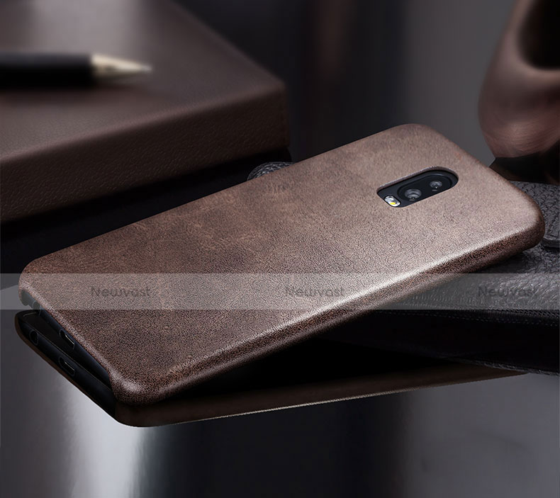 Soft Luxury Leather Snap On Case for Samsung Galaxy C8 C710F Brown