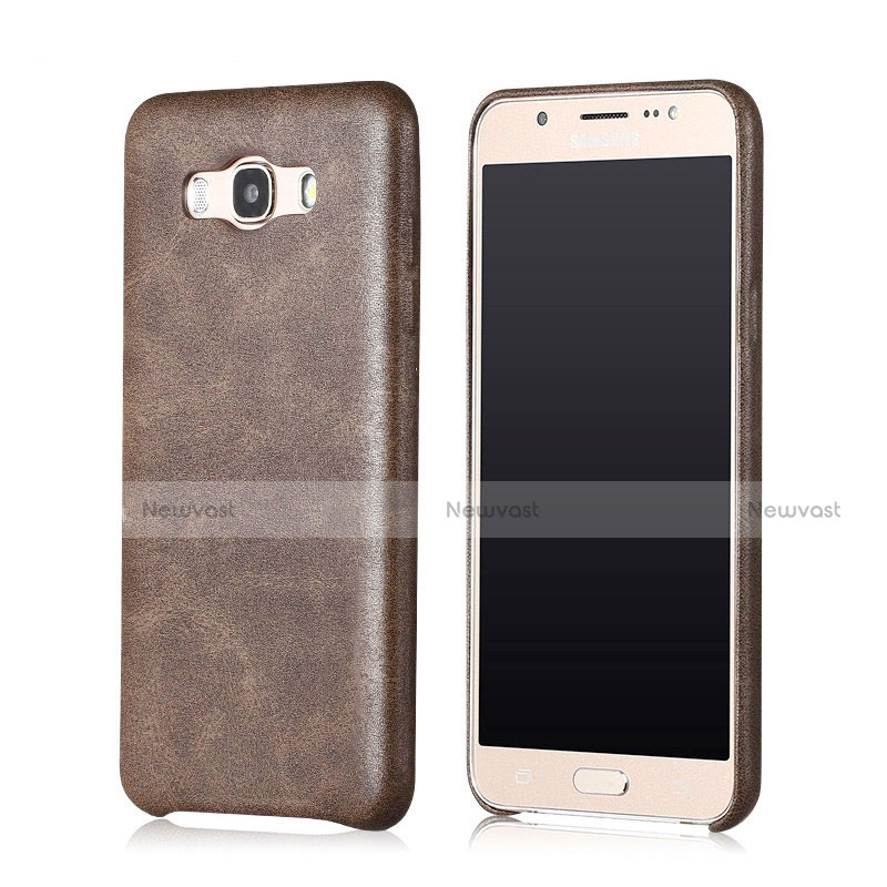 Soft Luxury Leather Snap On Case for Samsung Galaxy J7 (2016) J710F J710FN Brown