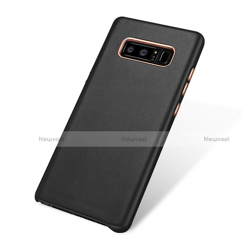 Soft Luxury Leather Snap On Case for Samsung Galaxy Note 8 Duos N950F Black