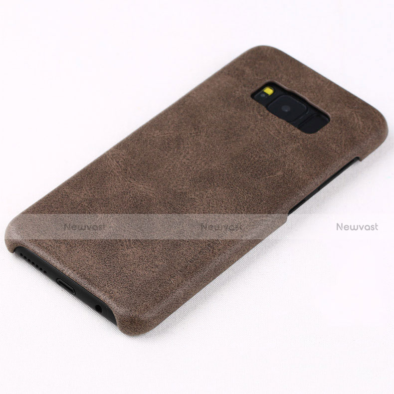 Soft Luxury Leather Snap On Case for Samsung Galaxy S8 Brown