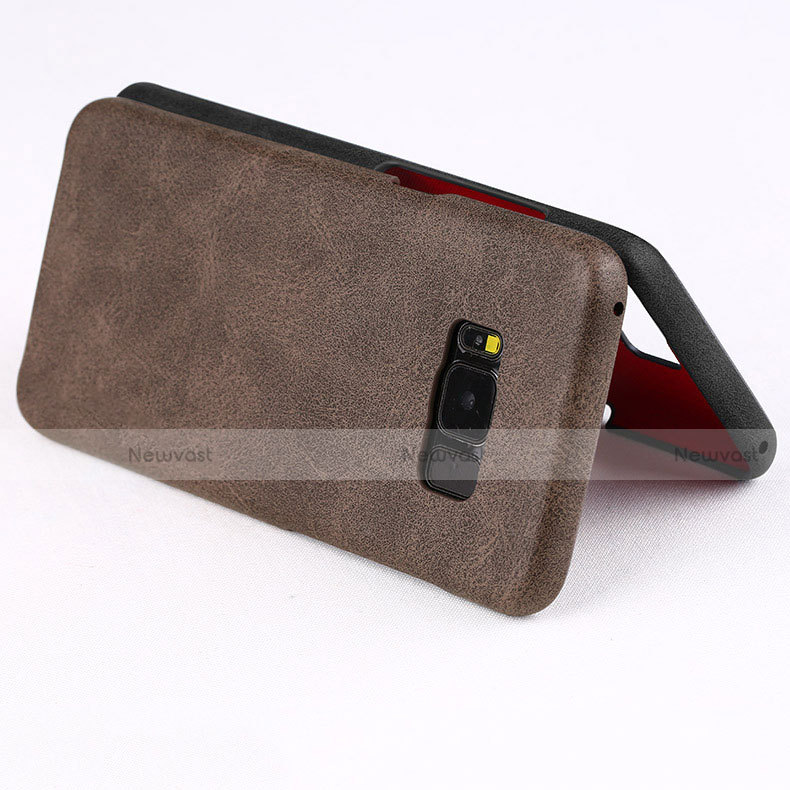 Soft Luxury Leather Snap On Case for Samsung Galaxy S8 Brown