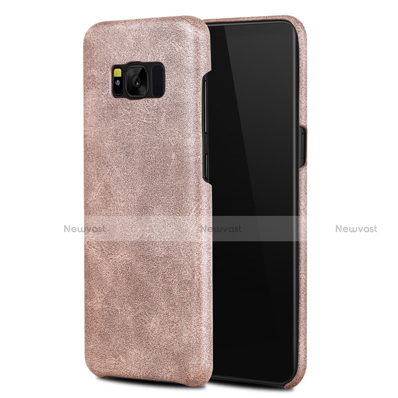 Soft Luxury Leather Snap On Case for Samsung Galaxy S8 Gold