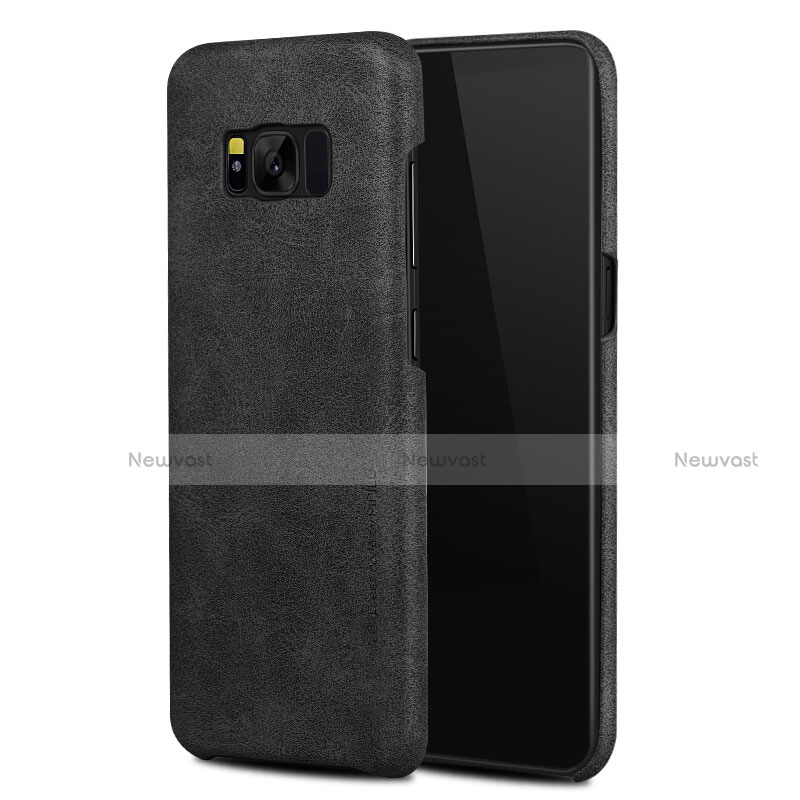 Soft Luxury Leather Snap On Case for Samsung Galaxy S8 Plus Black