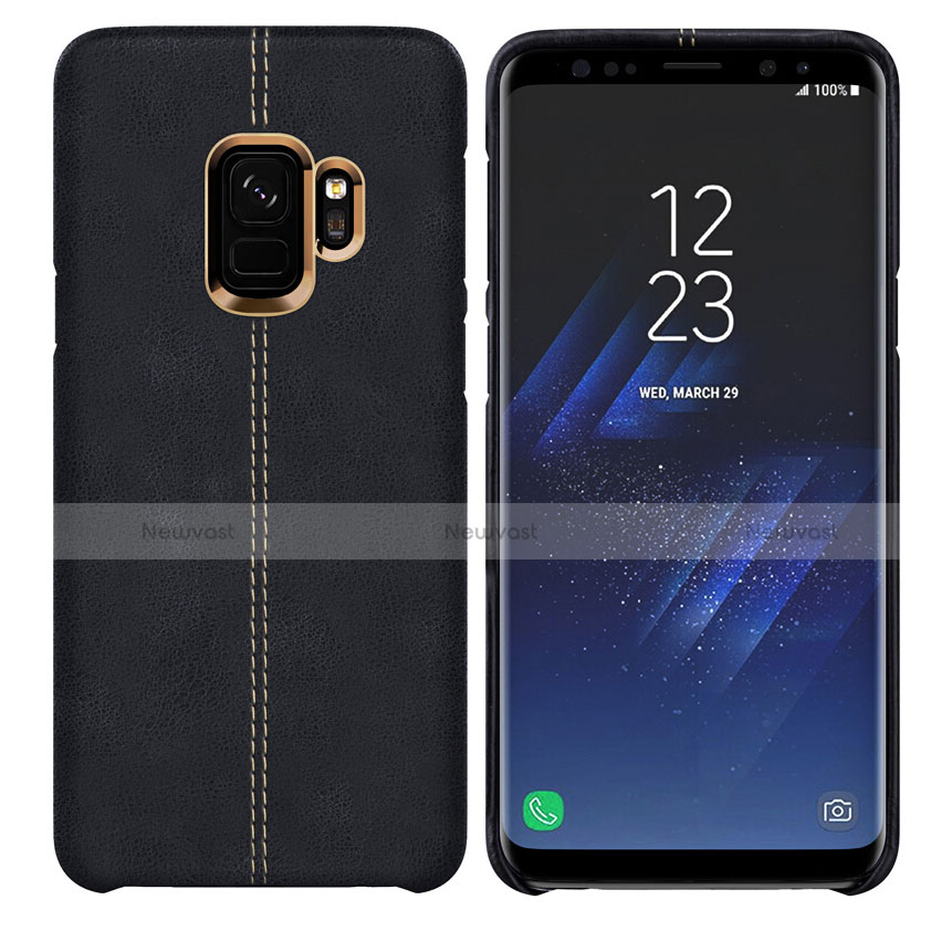 Soft Luxury Leather Snap On Case for Samsung Galaxy S9 Black