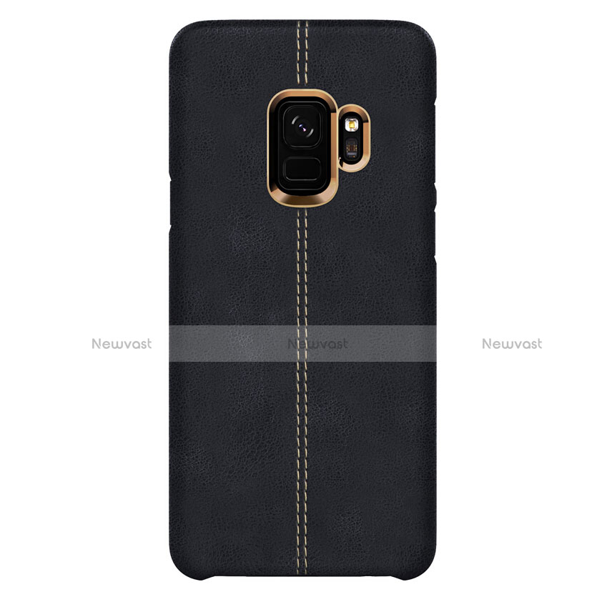 Soft Luxury Leather Snap On Case for Samsung Galaxy S9 Black