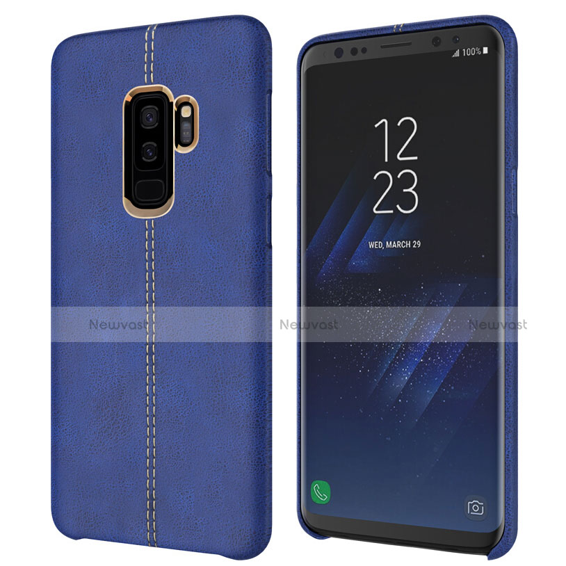 Soft Luxury Leather Snap On Case for Samsung Galaxy S9 Plus Blue