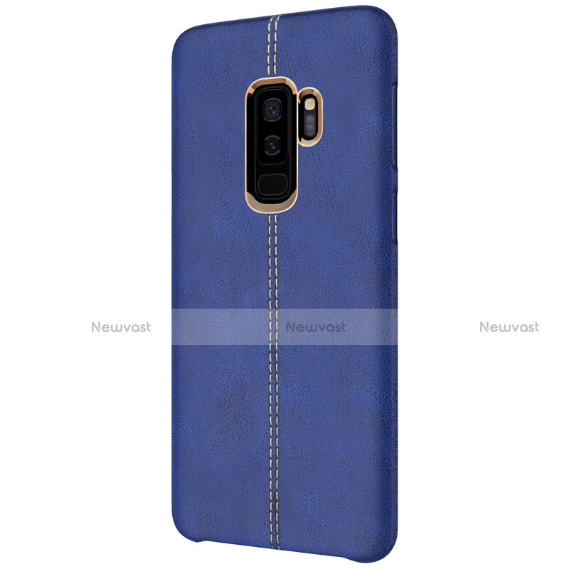 Soft Luxury Leather Snap On Case for Samsung Galaxy S9 Plus Blue