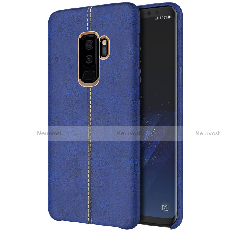 Soft Luxury Leather Snap On Case for Samsung Galaxy S9 Plus Blue