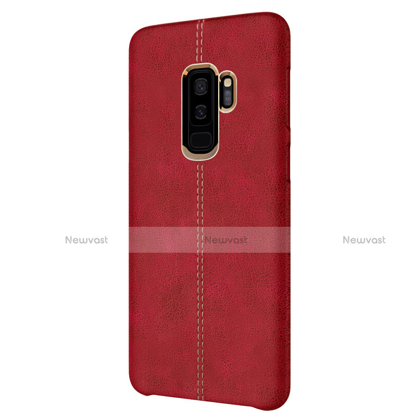 Soft Luxury Leather Snap On Case for Samsung Galaxy S9 Plus Red