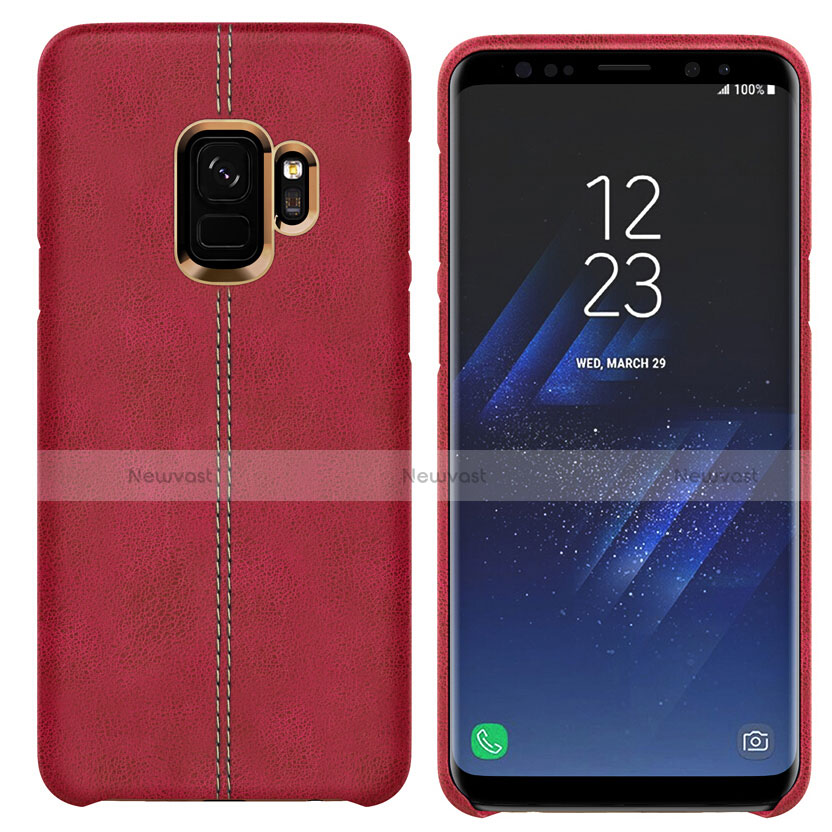 Soft Luxury Leather Snap On Case for Samsung Galaxy S9 Red