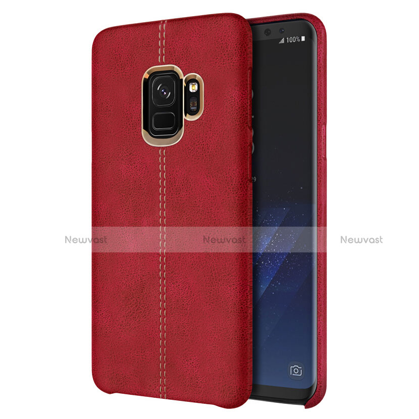 Soft Luxury Leather Snap On Case for Samsung Galaxy S9 Red