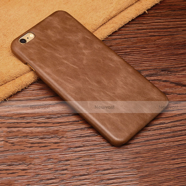 Soft Luxury Leather Snap On Case L01 for Apple iPhone 6 Plus Brown