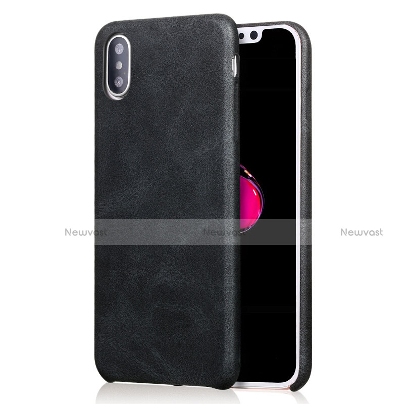 Soft Luxury Leather Snap On Case L01 for Apple iPhone X Black