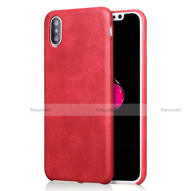 Soft Luxury Leather Snap On Case L01 for Apple iPhone X Red