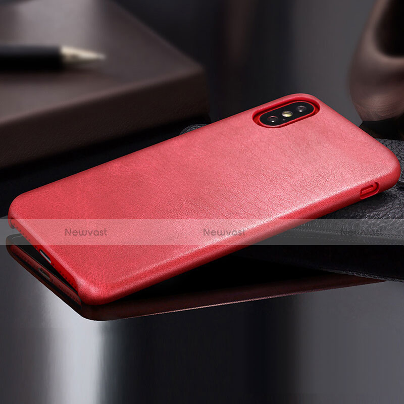 Soft Luxury Leather Snap On Case L01 for Apple iPhone X Red