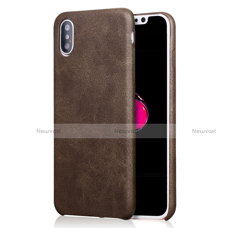 Soft Luxury Leather Snap On Case L01 for Apple iPhone Xs Brown