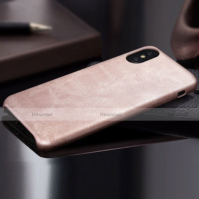 Soft Luxury Leather Snap On Case L01 for Apple iPhone Xs Max Gold