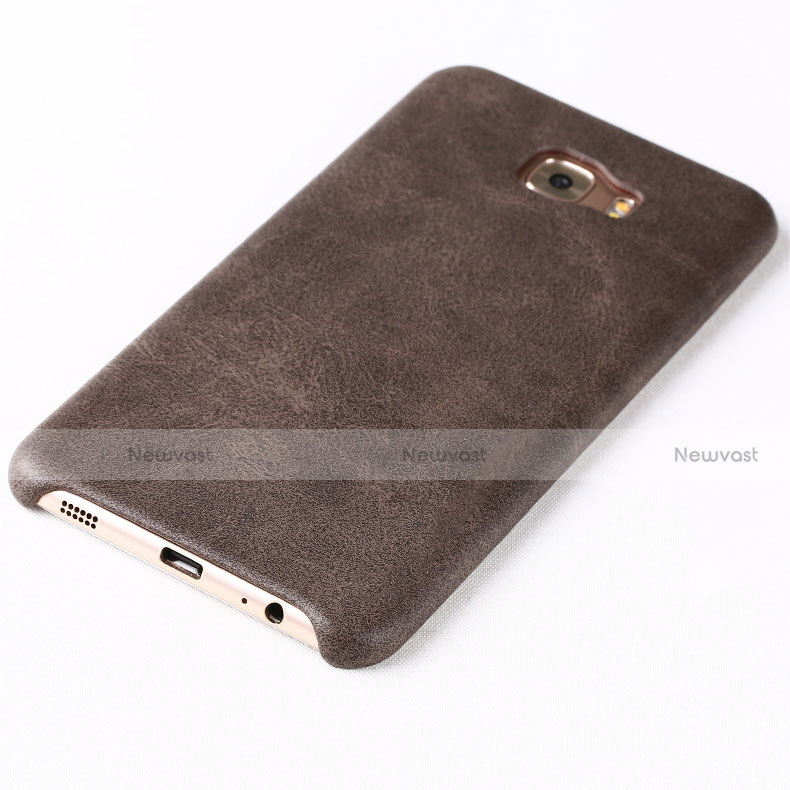 Soft Luxury Leather Snap On Case L01 for Samsung Galaxy C5 Pro C5010 Brown